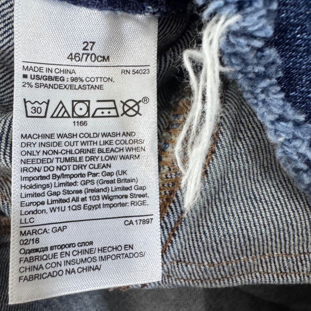 GAP Denim Skirt Button Fly Dark Wash Women's Size 27 Distressed Hem - Picture 7 of 13